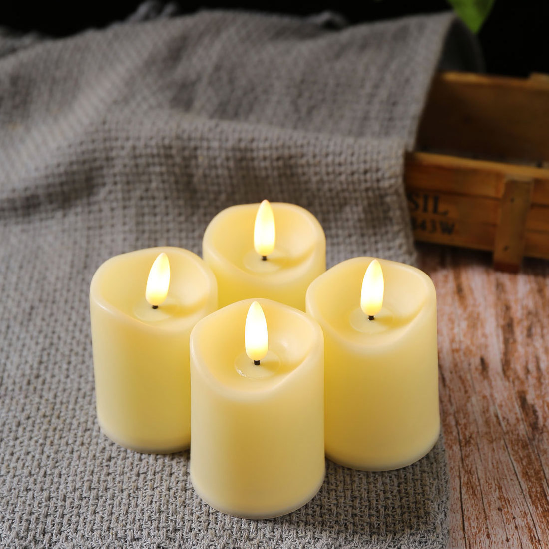 Warm White Flickering Remote Control LED Flameless Candles New Year Candle Light Battery Powered Led Tea Lights