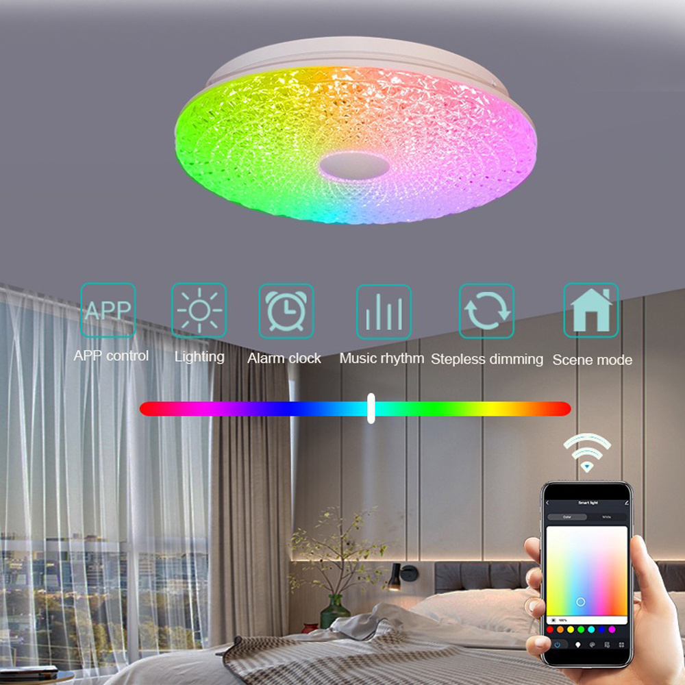 Smart LED Ceiling Light with Music Sync RGB Dimmable APP Compatible with Alexa Google Home Living Room Ambient Light