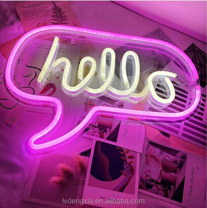 Newest decorative neon signs light LED neon strip hello logo ABS frame advertising nameplate neon sign for shop bar store