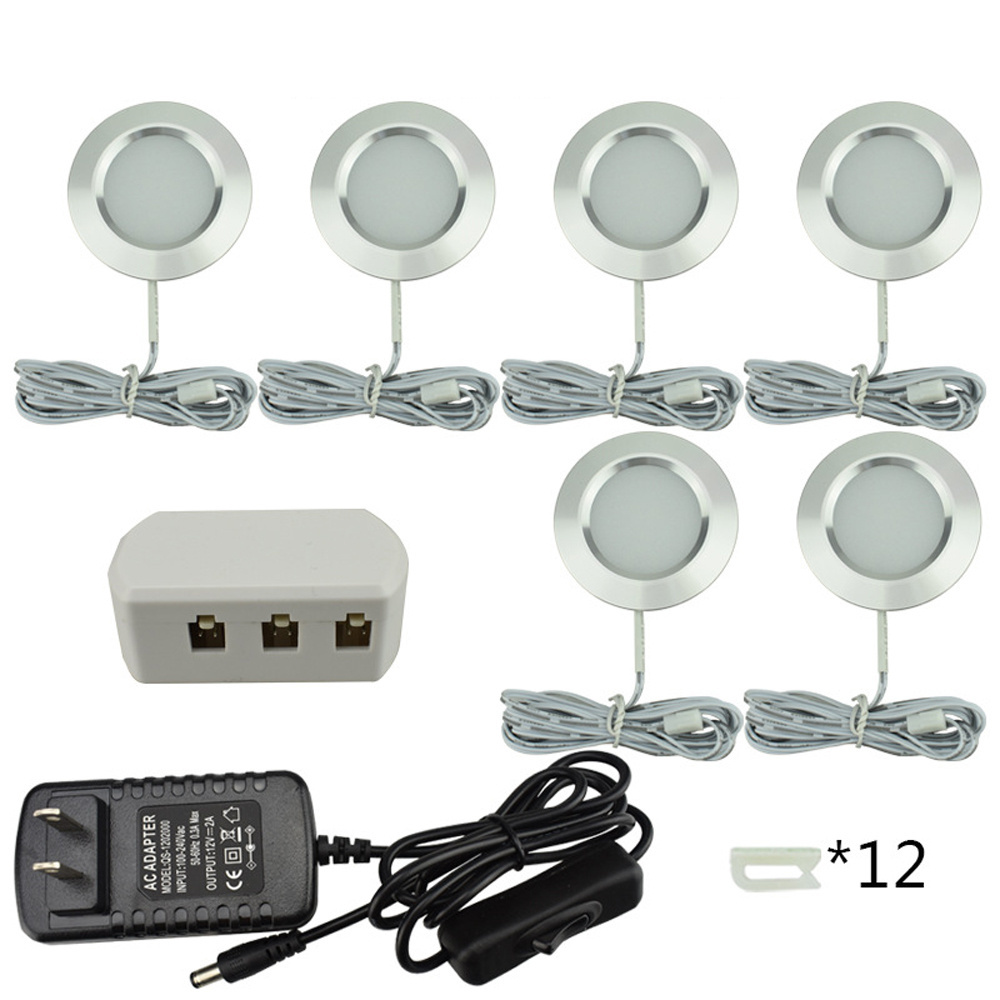 12V Recessed LED Under Cabinet Light Ceiling Lighting Puck Lights Aluminum 3W Warm White for Home Kitchen Counter