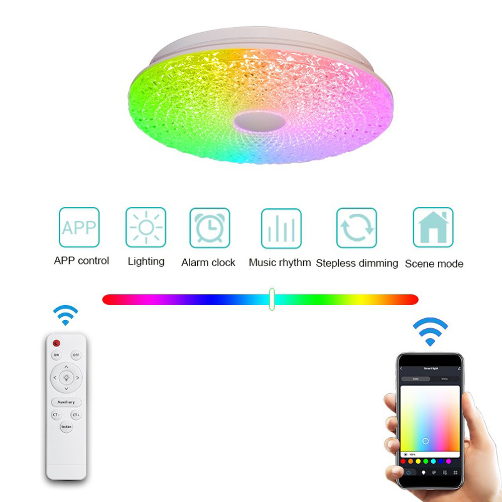 Smart LED Ceiling Light with Music Sync RGB Dimmable APP Compatible with Alexa Google Home Living Room Ambient Light