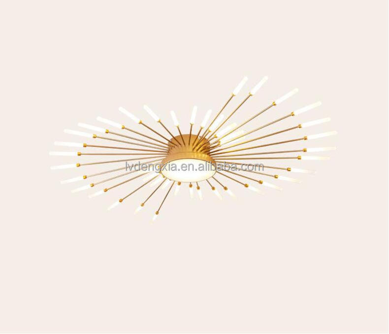 Nordic Gold Sputnik Chandelier Mid-Century Modern Chandelier Light Fixture for Foyer Dining Room Bedroom Firework ceiling light