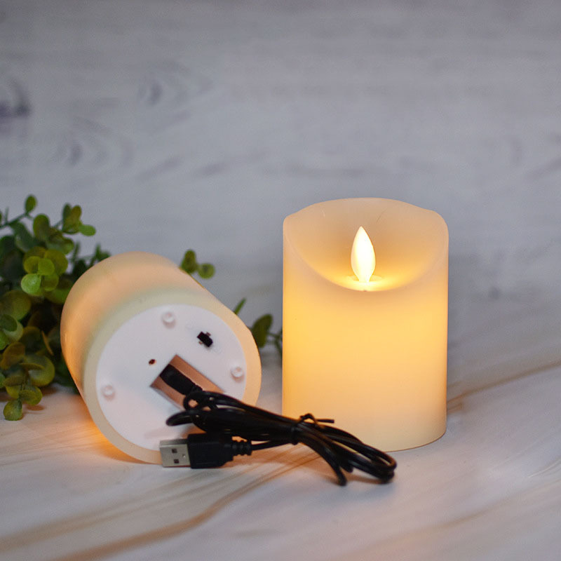 Flickering Flameless Candles Rechargeable Lights Pillar Wax LED Candle Lamp for Wedding Birthday Party Christmas Home Decor