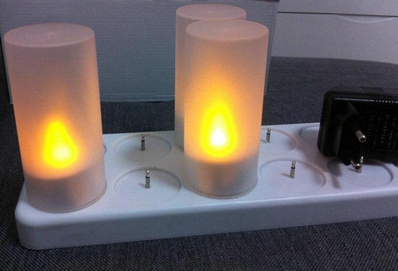 ABS Rechargeable Candle Lights LED Candle Lamps Yellow Flameless Tea Light