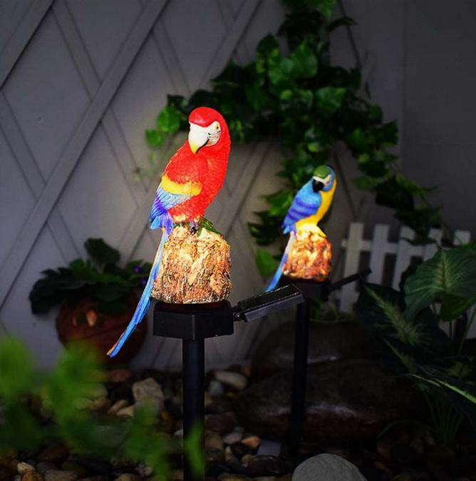 Waterproof Parrot Solar Powered LED Garden Lights Ornament Outdoor Lawn Lamp Animal Stake Light