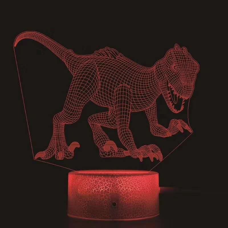 Led night light 3D Illusion Standing Dinosaur Color changing USB Crack Base animal Night Lamp Christmas birthday kids gift