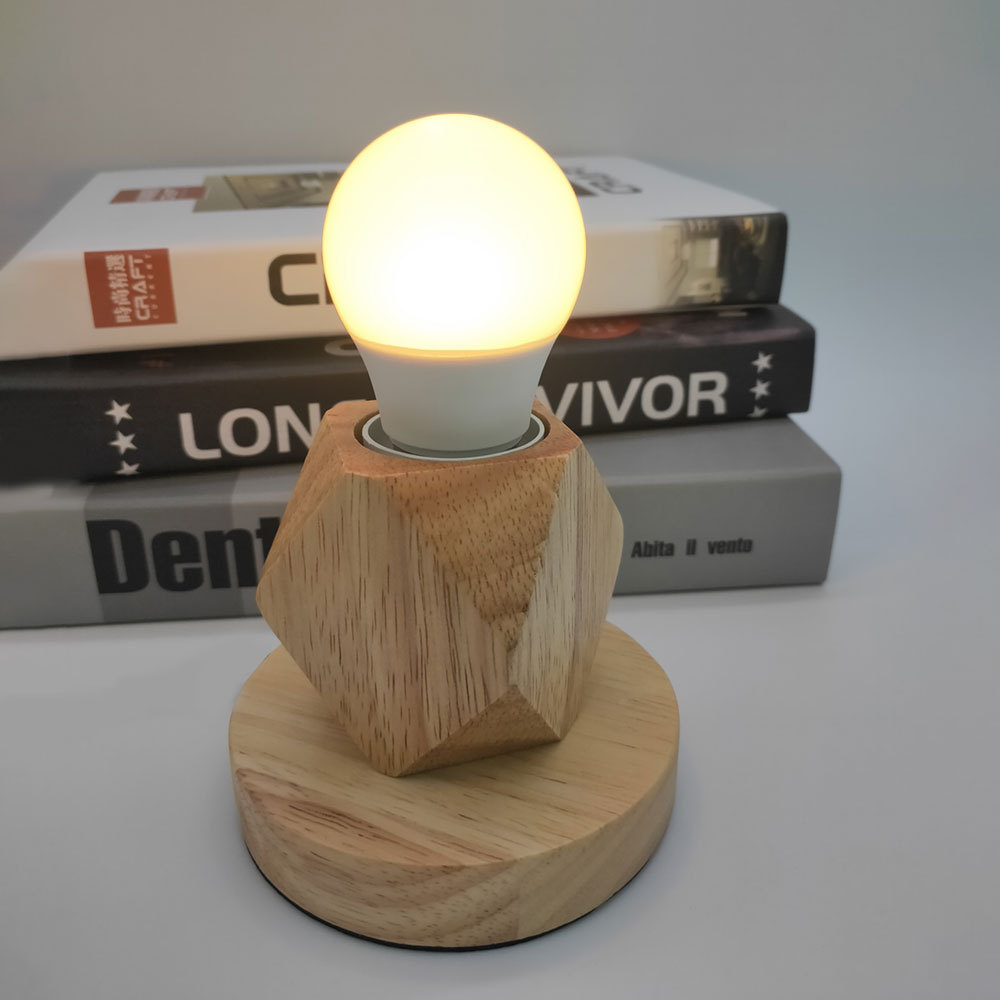 Wooden Lamp Socket E27 Light base Led Bulb Socket Holder Nightstand Bedside Room Night Light Base