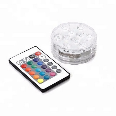 Remote control Battery Operated 10 LED Light Base RGB Underwater Lights Submersible for decoration