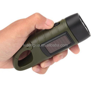 Hand Crank Solar Powered Flashlight Emergency Rechargeable LED Flashlight Survival Torch for Outdoor Sports Hiking Camping