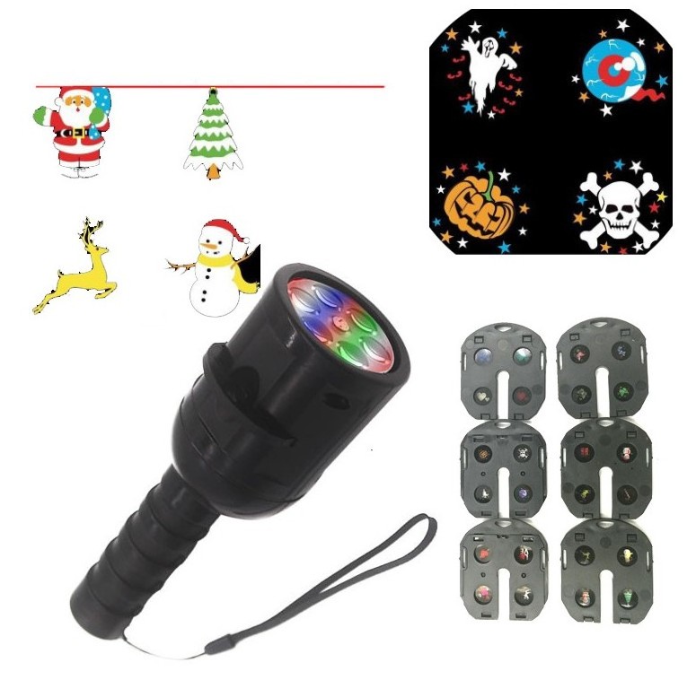 Rechargeable 4 patterns LED Projector Flashlight for Christmas Birthday Holiday Hallowmas