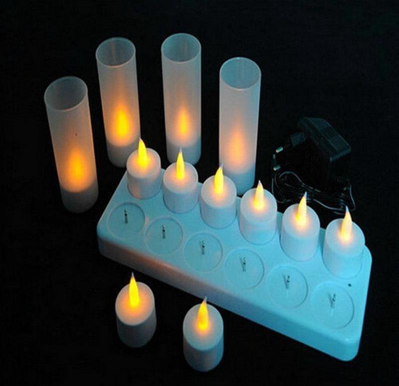 ABS Rechargeable Candle Lights LED Candle Lamps Yellow Flameless Tea Light