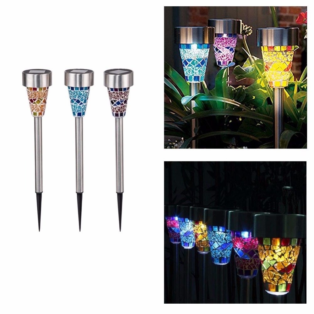 Stainless Steel Solar Mosaic LED Pathway lights Solar Garden Light for Christmas Holiday Outdoor Decoration