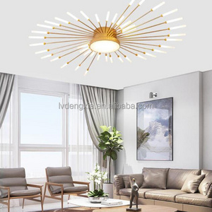 Nordic Gold Sputnik Chandelier Mid-Century Modern Chandelier Light Fixture for Foyer Dining Room Bedroom Firework ceiling light