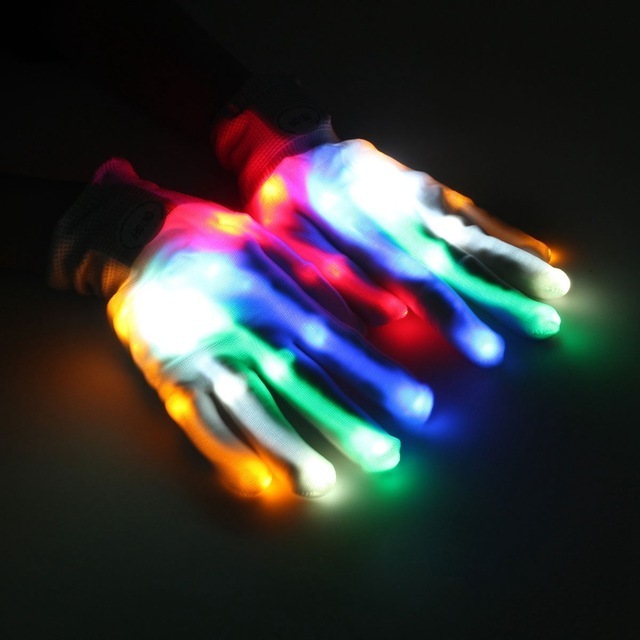 Party Accessory Rave Light Flashing Finger Lighting Lighted Up LED Skeleton Hand Gloves