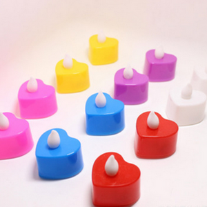 Colorful Love heart shaped led lights candle tea light