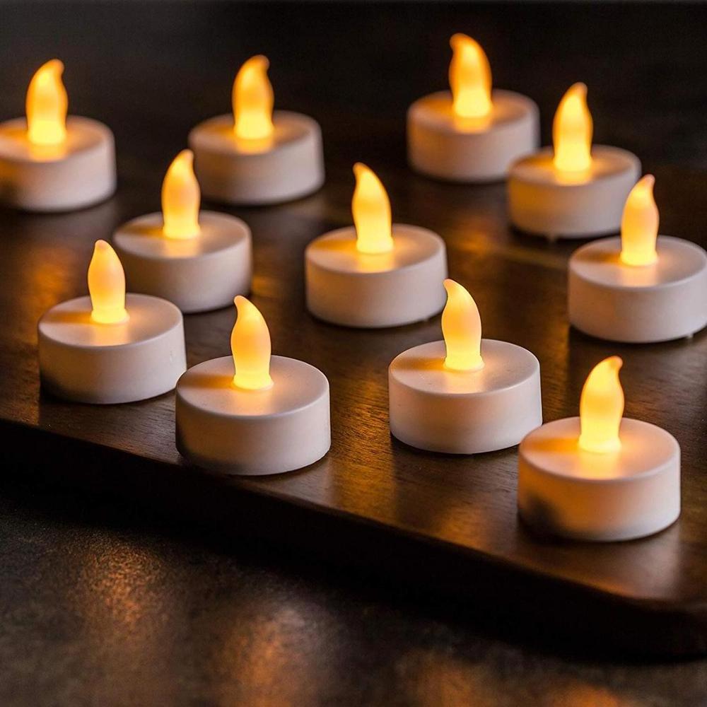 24 Pack Realistic & Bright, Naturally Flickering, Battery Powered  Flameless LED Tealight Candles