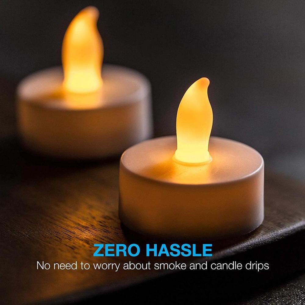 24 Pack Realistic & Bright, Naturally Flickering, Battery Powered  Flameless LED Tealight Candles