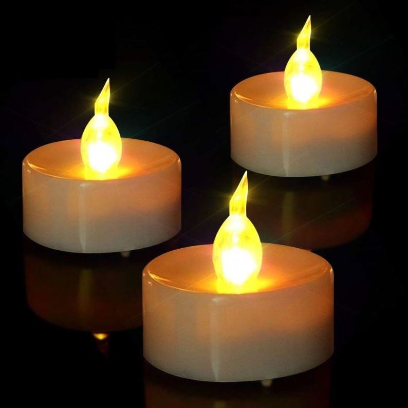 Electric Battery Operated LED Tea Lights Flickering Flameless Candles with Warm White Flickering Bulb light