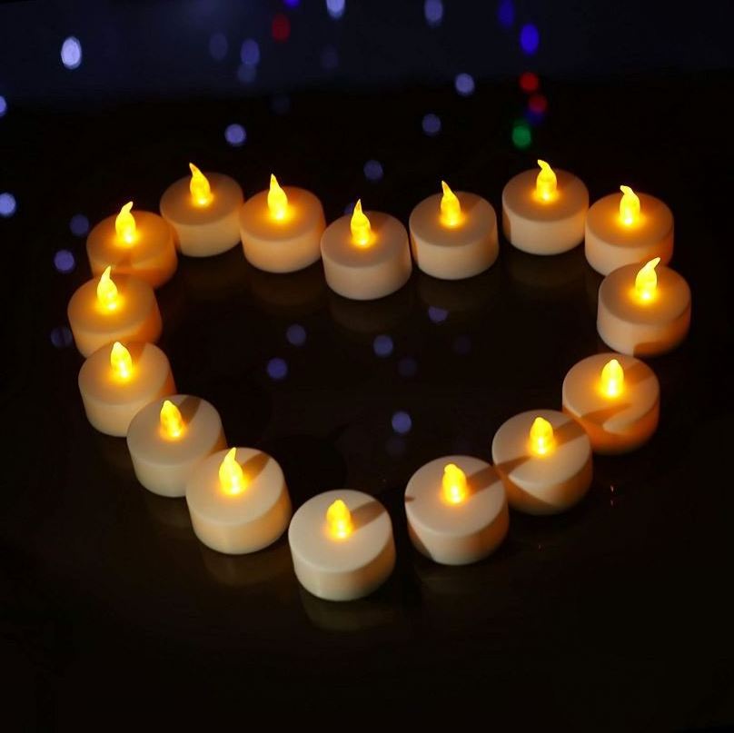 Electric Battery Operated LED Tea Lights Flickering Flameless Candles with Warm White Flickering Bulb light