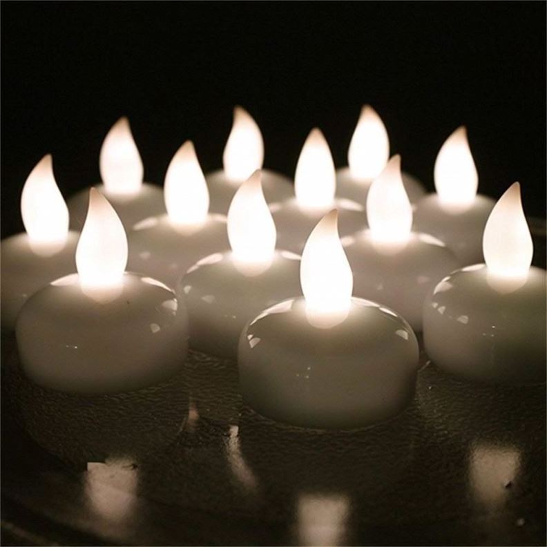 Water Floating Led Candles With White Flame Battery Led Tea Light