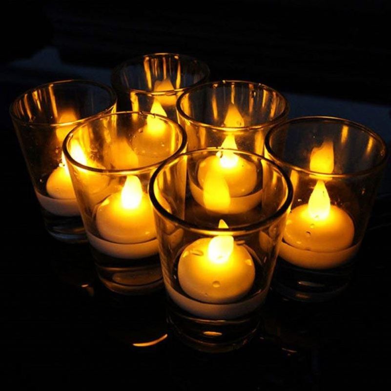 Water Floating Led Candles With White Flame Battery Led Tea Light