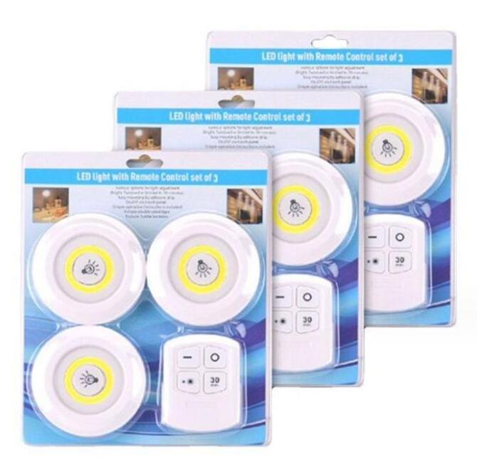 3 Led Night Light Set with COB Remote Control Cabinet Lights AAA Battery Powered Home Kitchen Under Cabinet Lighting