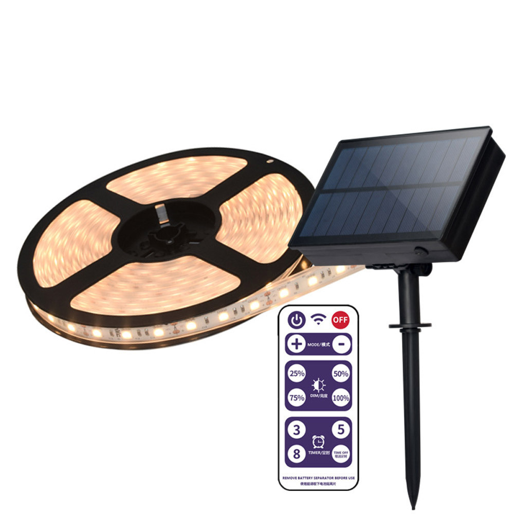 Solar Power LED Strip Light Waterproof LED Strips With Remote  Outdoor Garden Lights