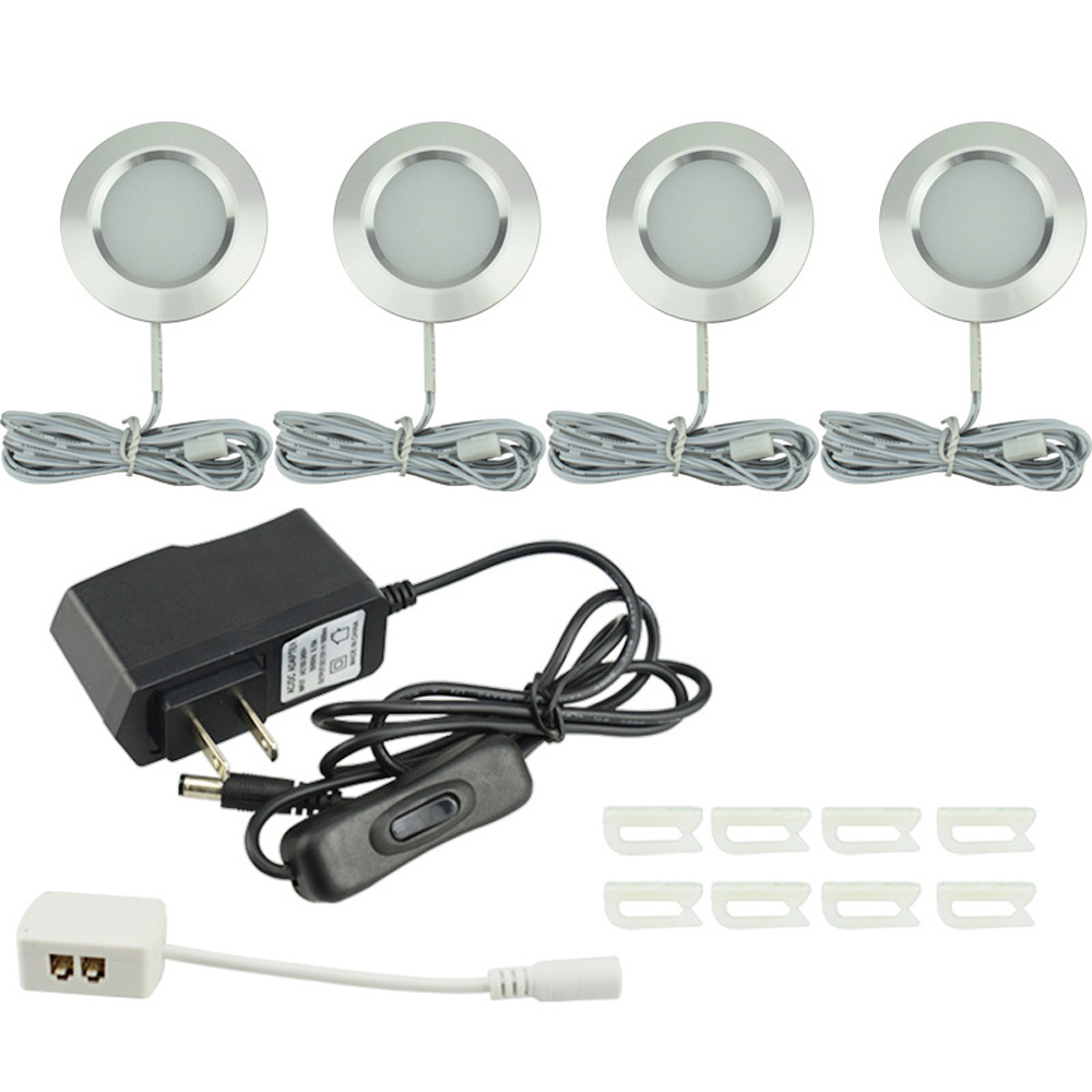 12V Recessed LED Under Cabinet Light Ceiling Lighting Puck Lights Aluminum 3W Warm White for Home Kitchen Counter