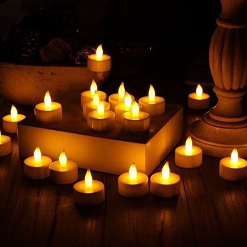 24 Pack Flameless LED Tea Light Candles with Battery Operated Tealight Little Candles with Warm White Flickering Buld Lights