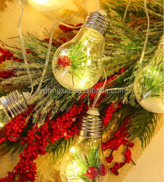 Christmas tree light led copper wire bulb light string pine needle red fruit Hanging Christmas Lights for Backyard Porch Balcony