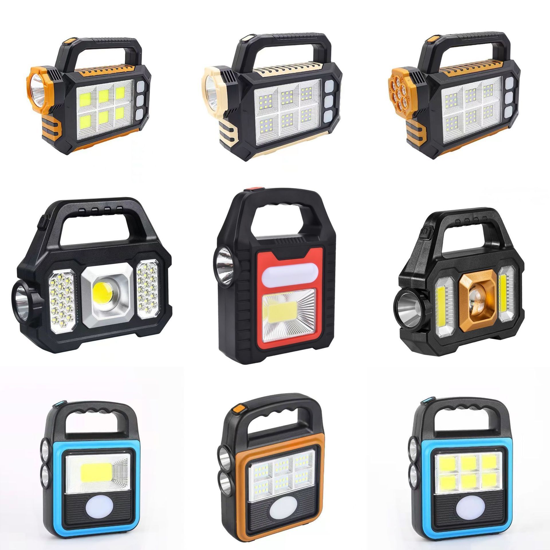 Rechargeable Camping Light with Solar Charger Multifunctional Handheld Lantern Flashlight LED COB Torch flashlight for Hiking