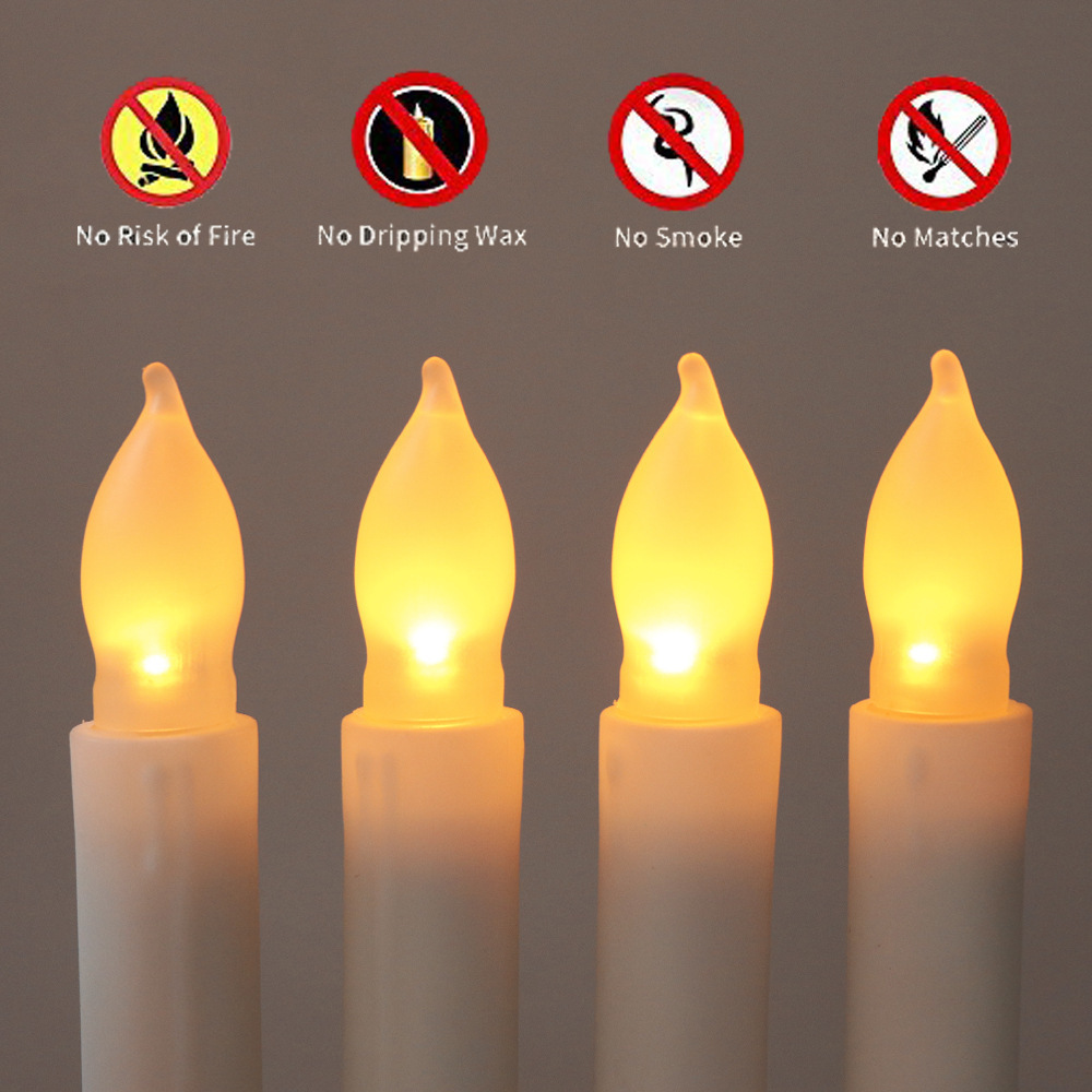 12 Pack Handheld 6.5 Inch Flameless LED Mini Taper Candles Yellow Flickering Battery Operated Candle Light for Party Church