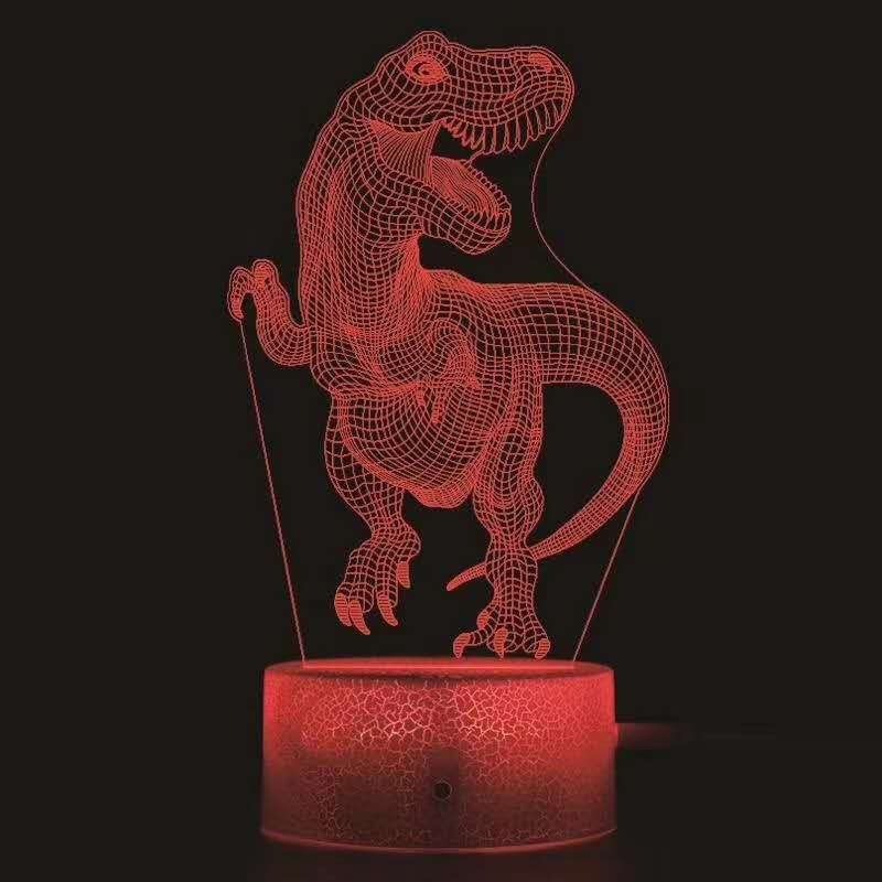 Led night light 3D Illusion Standing Dinosaur Color changing USB Crack Base animal Night Lamp Christmas birthday kids gift