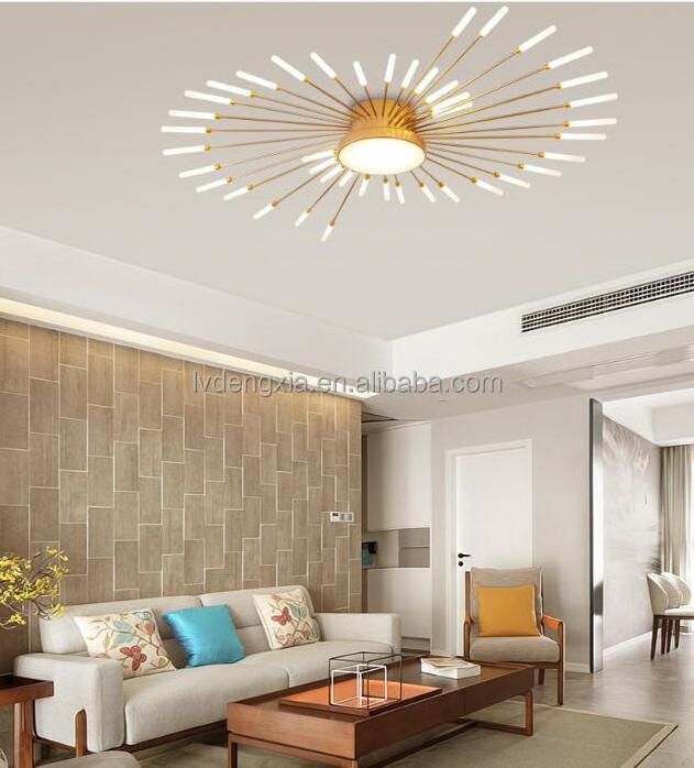 Nordic Gold Sputnik Chandelier Mid-Century Modern Chandelier Light Fixture for Foyer Dining Room Bedroom Firework ceiling light