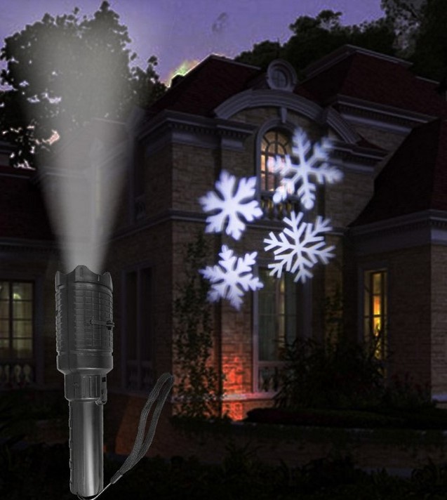 Rechargeable 4 patterns LED Projector Flashlight for Christmas Birthday Holiday Hallowmas