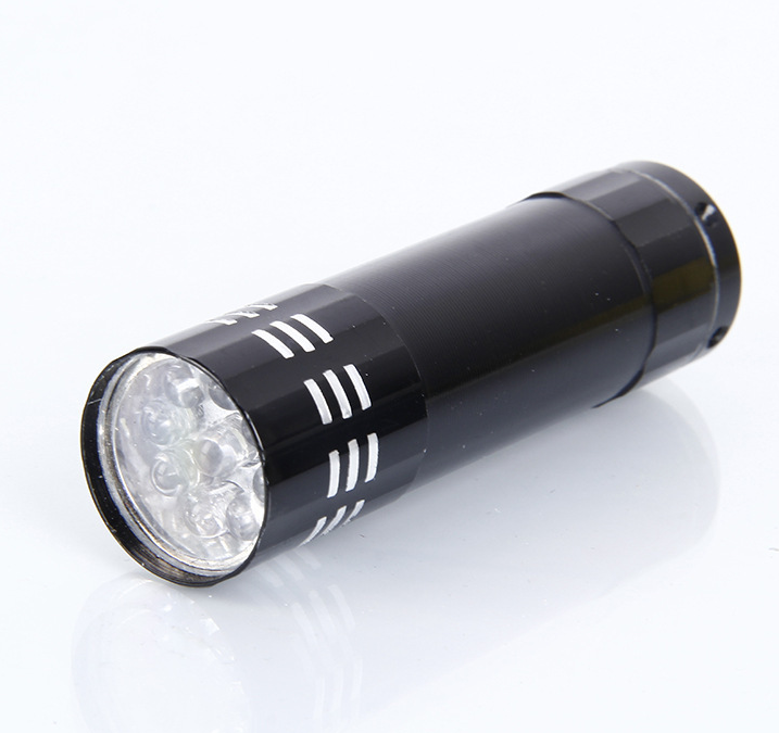 9 LED UV Ultra Violet Flashlight Inspection Lamp Torch 395nm aluminum alloy banknote detection UV curing fluorescent flashlight