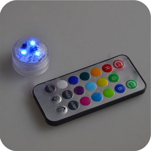 Remote Control Submersible LED Lights 3 led RGB Color tea lights 2pcs CR2032 Battery Operated for Wedding Party Decoration