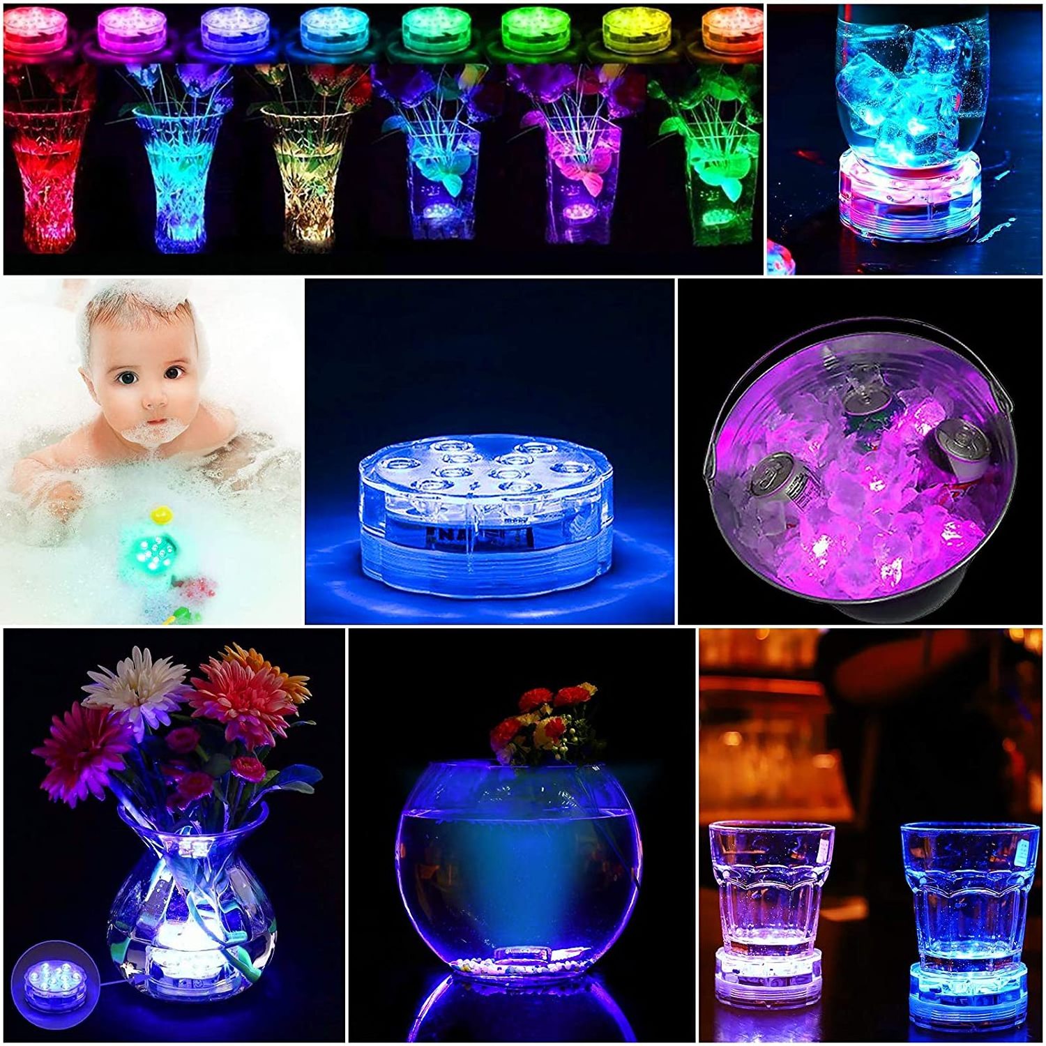 Submersible Led Lights Battery Operated Spot Lights with Remote Small Lamps Decorative Fish Bowl Light Remote Controlled Small