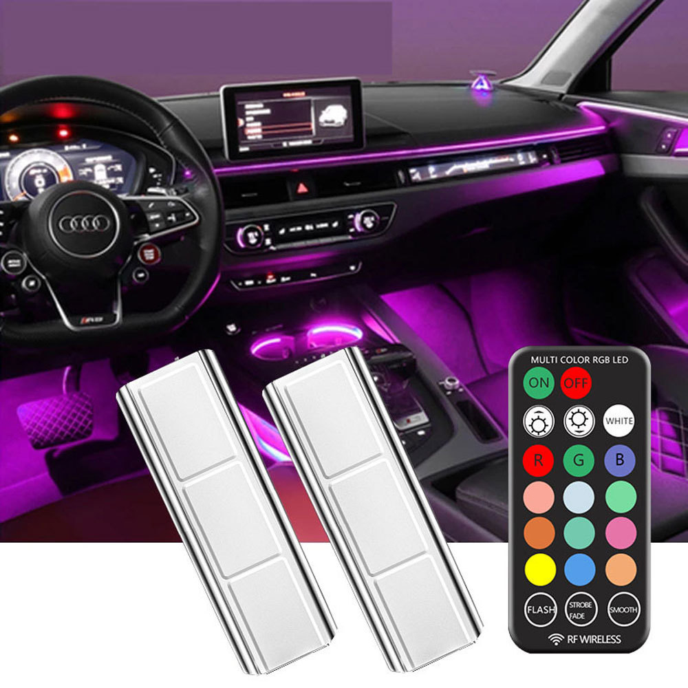 LED Car Foot Light Ambient Lamp With USB Rechargeable Remote Control Automotive Interior Decorative atmosphere Lights for Car