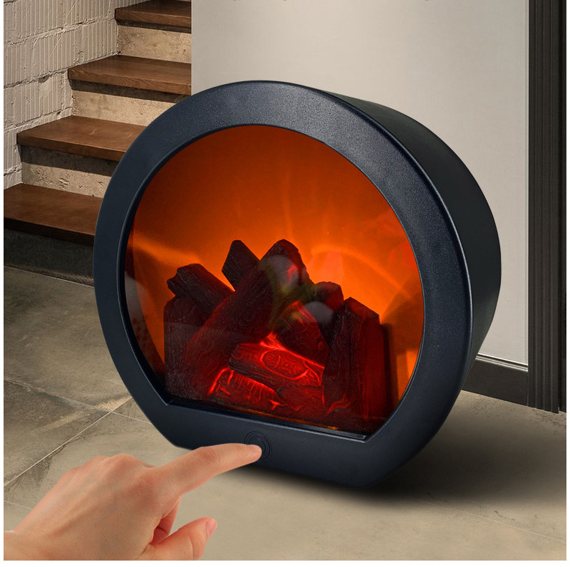 Hot sell battery touch flame fireplace light storm lantern led wall lamp indoor lighting