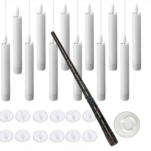 Hanging Floating Candles with magic Wand Remote Flameless Warm White Light Battery Operated Taper Candles for Halloween Xmas