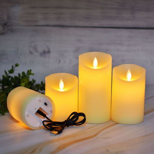 Flickering Flameless Candles Rechargeable Lights Pillar Wax LED Candle Lamp for Wedding Birthday Party Christmas Home Decor