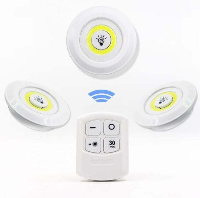 3 Led Night Light Set with COB Remote Control Cabinet Lights AAA Battery Powered Home Kitchen Under Cabinet Lighting