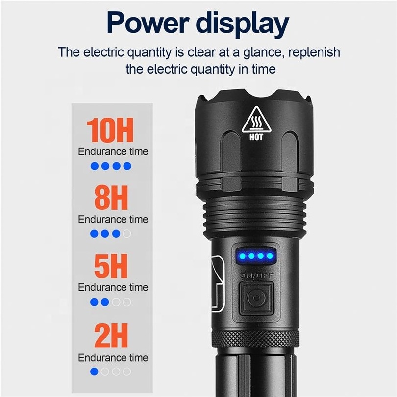 Super Powerful Led Flashlight Xhp50 Tactical Torch Usb Rechargeable Waterproof Lamp Ultra Bright Lantern For Outdoor Camping