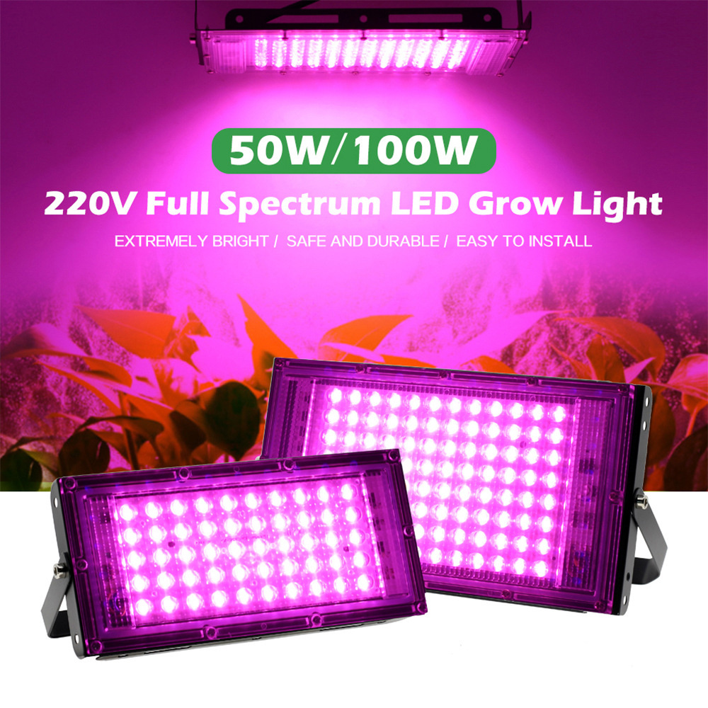 AC 220V 50W LED Full Spectrum Flood Light Indoor Outdoor Greenhouse Plant Hydroponic Plant Spotlight LED Grow Lights