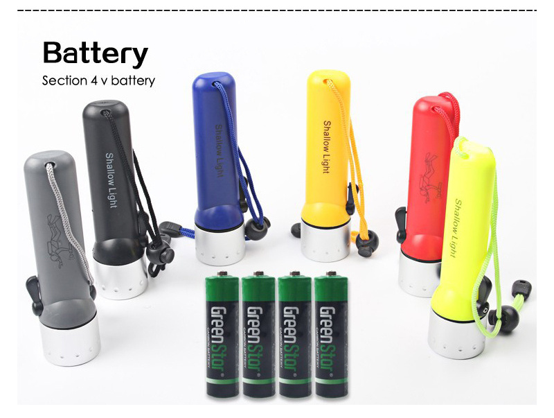 Outdoor ip68 AA battery charge diving plastic flashlight waterproof underwater flashlight