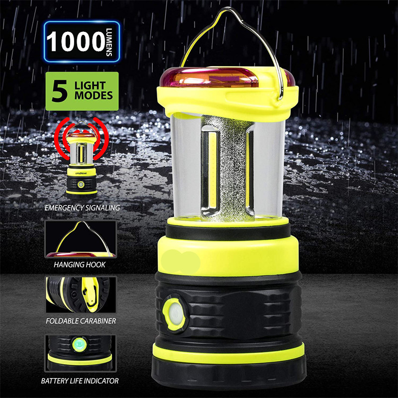 1000 Lumen COB Camping Lantern with Red Safety Flasher