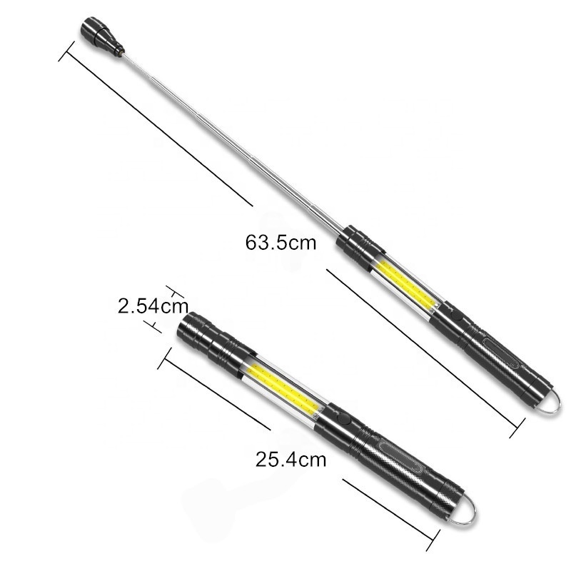 Extendable Magnetic LED Flashlight with Telescoping Magnet Pickup