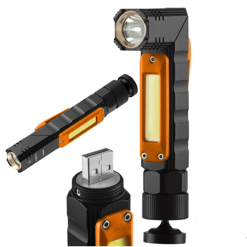 USB Rechargeable Angle Flashlight Magnetic Holder 3W 300lm 2 in 1