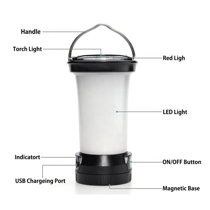 2 In 1 LED Camping Lantern with Flashlights for Outdoor Hiking Camping